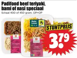 Dirk Padifood beef teriyaki, bami of nasi speciaal aanbieding