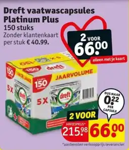 Kruidvat Dreft vaatwascapsules Platinum Plus aanbieding