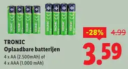 Lidl Tronic oplaadbare batterijen aanbieding