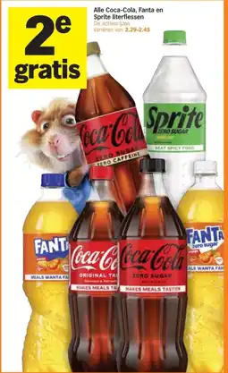 Albert Heijn Alle Coca-Cola, Fanta en Sprite literflessen aanbieding