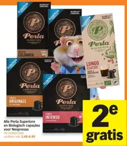 Albert Heijn Alle Perla Superiore en Biologisch capsules voor Nespresso aanbieding