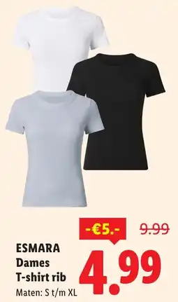 Lidl Esmara dames t-shirt rib aanbieding