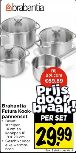 Vomar Voordeelmarkt Brabantia Futura Kookpannenset aanbieding