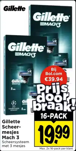 Vomar Voordeelmarkt Gillette Scheermesjes Mach 3 aanbieding