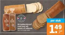 Albert Heijn AH Bakkersbrood rond heel wit sesam of volkoren aanbieding