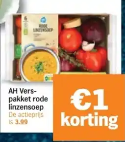 Albert Heijn AH Verspakket rode linzensoep aanbieding