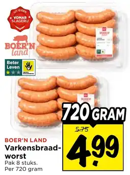 Vomar Voordeelmarkt Boer'n land varkensbraadworst aanbieding