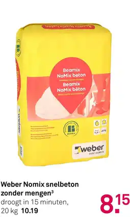 Karwei Weber Nomix snelbeton zonder mengen³ aanbieding