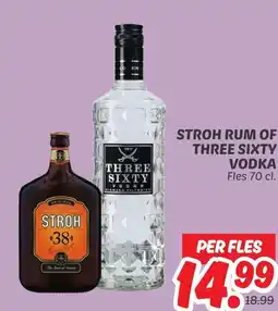 Dekamarkt Stroh rum of three sixty vodka aanbieding