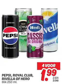 Dekamarkt PEPSI, ROYAL CLUB, RIVELLA OF HERO aanbieding