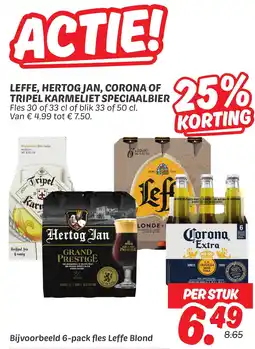 Dekamarkt Leffe, hertog jan, corona of tripel karmeliet speciaalbier aanbieding