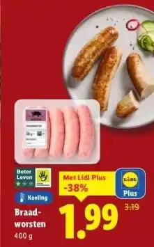 Lidl Braad- worsten aanbieding
