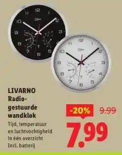 Lidl LIVARNO Radio- gestuurde wandklok aanbieding