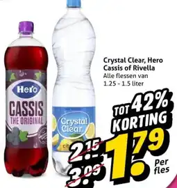 Hoogvliet Crystal Clear, Hero Cassis of Rivella aanbieding