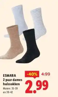 Lidl ESMARA 2 paar dames huissokken aanbieding