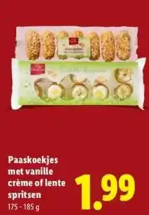 Lidl Paaskoekjes met vanille crème of lente spritsen aanbieding