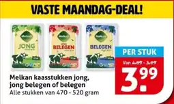 Hoogvliet Melkan kaasstukken jong, jong belegen of belegen aanbieding
