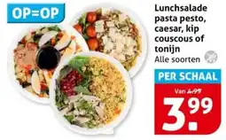 Hoogvliet Lunchsalade pasta pesto, caesar, kip couscous of tonijn aanbieding