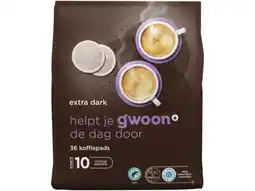 Hoogvliet G'woon Koffiepads extra dark roast aanbieding
