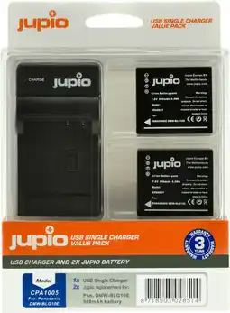 Coolblue Jupio Kit: 2x Battery DMW-BLG10E + USB Single Charger aanbieding