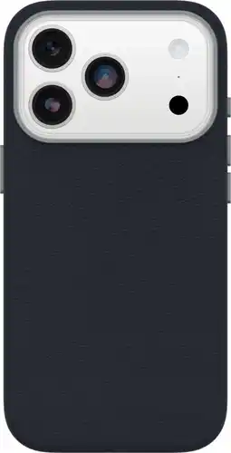Coolblue Otterbox Symmetry iPhone 17 Pro Back Cover met MagSafe Magneet Leer Blauw aanbieding