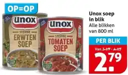 Hoogvliet Unox soep in blik aanbieding