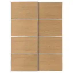 IKEA Mehamn Schuifdeur, set van 2, aluminium/tweezijdig eikenpatroon, 150x201 cm aanbieding