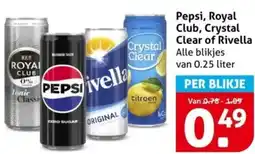 Hoogvliet Pepsi, Royal Club, Crystal Clear of Rivella aanbieding