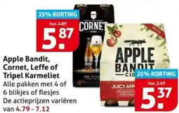 Hoogvliet Apple Bandit, Cornet, Leffe of Tripel Karmeliet aanbieding