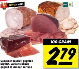 Nettorama Gebraden rosbief, gegrilde kipfilet, varkensrollade gegrild of jambon serrano aanbieding