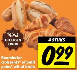 Nettorama Roomboter croissants of petit pains wit of bruin aanbieding