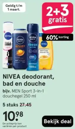 Etos NIVEA deodorant, bad en douche aanbieding