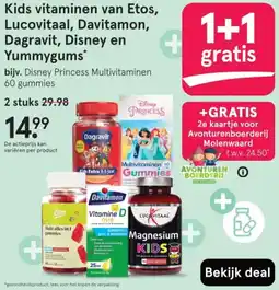 Etos Kids vitaminen van Etos, Lucovitaal, Davitamon, Dagravit, Disney en Yummygums aanbieding
