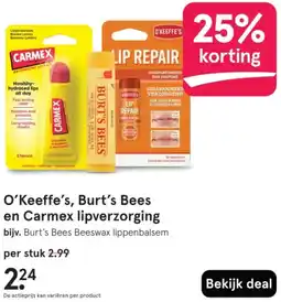 Etos O'Keeffe's, Burt's Bees en Carmex lipverzorging aanbieding