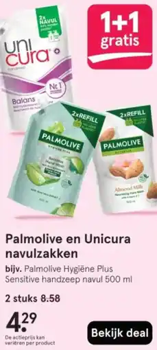 Etos Palmolive en Unicura navulzakken aanbieding