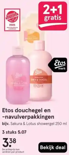 Etos Etos douchegel en navulverpakkingen aanbieding