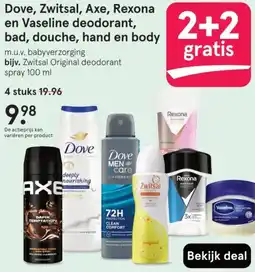 Etos Dove, Zwitsal, Axe, Rexona en Vaseline deodorant, bad, douche, hand en body aanbieding