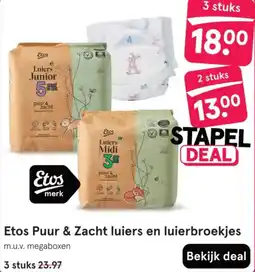 Etos Etos Puur & Zacht luiers en luierbroekjes aanbieding