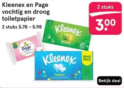 Etos Kleenex en Page vochtig en droog toiletpapier aanbieding