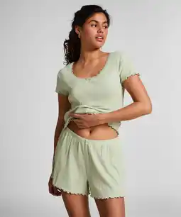 Hunkemoller Hunkemöller Pointelle short Groen aanbieding