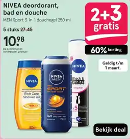 Etos Nivea deodorant, bad en douche aanbieding