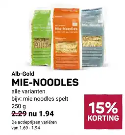 Ekoplaza Alb gold mie noodles aanbieding