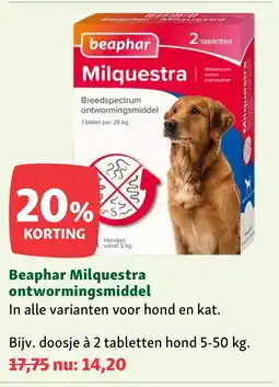 Maxi Zoo Beaphar Milquestra ontwormingsmiddel aanbieding