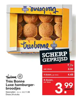 Sligro Très Bonne Luxe hamburger- broodjes aanbieding