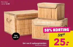 Xenos Set van 6 opbergmanden aanbieding
