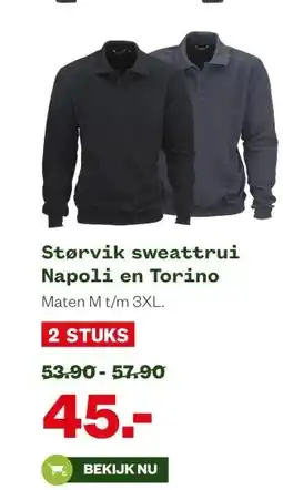 Welkoop Størvik sweattrui Napoli en Torino aanbieding