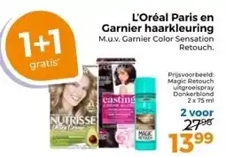 Trekpleister L'Oréal Paris en Garnier haarkleuring M.u.v. Garnier Color Sensation Retouch. aanbieding
