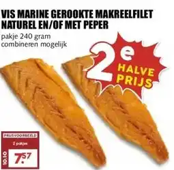 MCD Supermarkt VIS MARINE GEROOKTE MAKREELFILET NATUREL EN/OF MET PEPER aanbieding