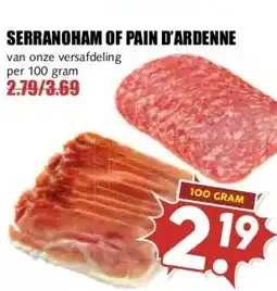 MCD Supermarkt SERRANOHAM OF PAIN D'ARDENNE aanbieding