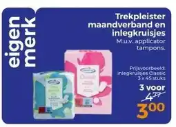 Trekpleister Trekpleister maandverband en inlegkruisjes M.u.v. applicator aanbieding